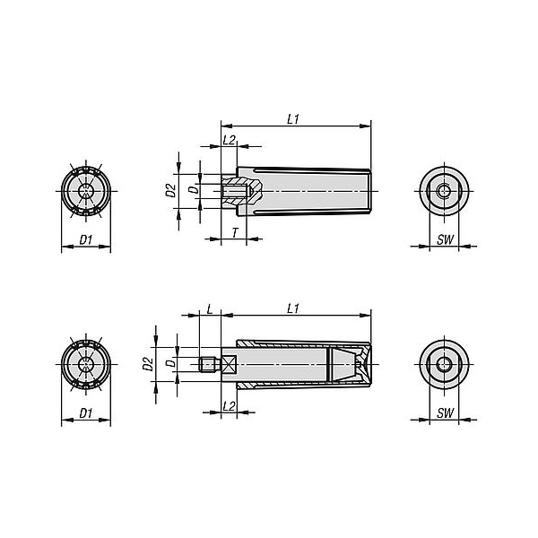 Revolving Handles, Inch, Internal Thread